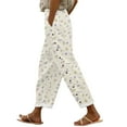 thumbnail image 2 of Purple Women's Casual Pants, Women'S Elastic Belt With Pocket Trousers Side Cropped Pants Loose Casual Pants Printed Straight Pants,Women's Casual Pants M, 2 of 4