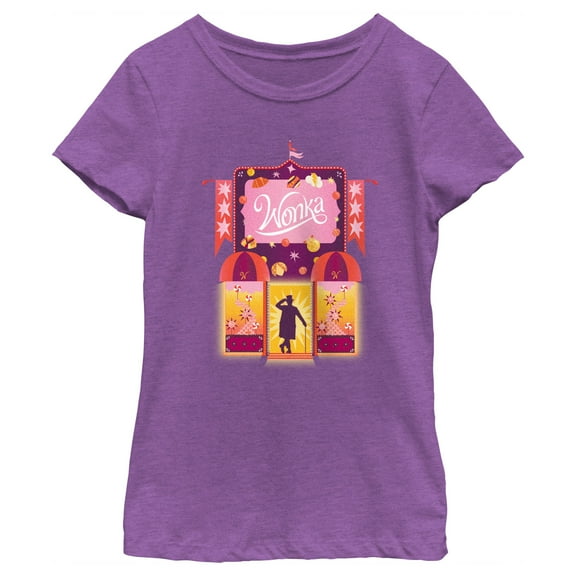 Girl's Wonka Candy Factory Logo  Graphic Tee Purple Berry X Large