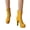 Yellow, variant on Women's Leather Platform Ankle Boots Block High Heel Punk Ankle Booties Fashion Studded Buckle Ankle Strap Gothic Boots Red Size 6.5