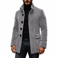 thumbnail image 2 of Fall Outfits Corduroy Jackets for Men Button Front Lapel Long Sleeve Office Jacket, 2 of 6