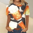 thumbnail image 4 of Tops Cortos para Mujeres, Oktoberfest Casual Impreso Cuello Redondo Manga Corta Camiseta Top Hecho de Poliéster para la Primavera Verano Uso Diario, Camisetas Casuales de Mujer, 4 of 5