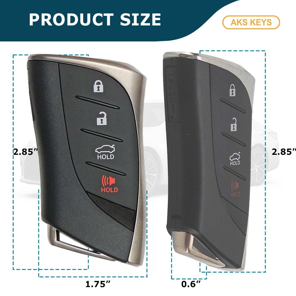 AKS KEYS Replacement for Lexus Smart Key 4 Buttons with Trunk Fob That Uses FCC HYQ14FBZ and Part Number 8990H-06021