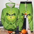 thumbnail image 3 of Disfraz Premium Traje de pantalón de 2 piezas con patrón de monstruo de pelo verde, traje de calle holgado para mujer Cgtredaw Verde T M para Mujer, 3 of 5