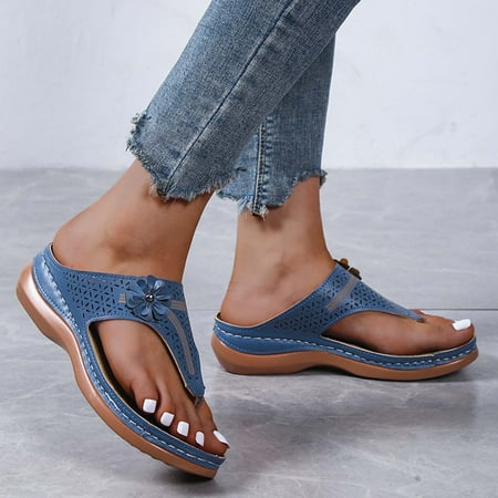 

Women Sandals Clearance 2023! Pejock Women s Flip-Flops with Arch Support Orthopedic Sandals Wedge Flip-flops Outer Beach Sandals Comfortable Shoes With Ergonomic Soles Non-Slip