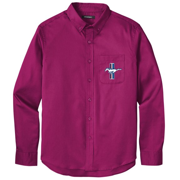 Men's FORD MUSTANG LEGEND LIVES GT CREST Twill Shirt with Pocket, Small Wild Berry