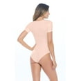 thumbnail image 3 of ACTIVE UNIFORMS Bodysuit For Women's Short Sleeve Round Neck Body Suit Breathable Cotton Stretch (Nude, Small), 3 of 5