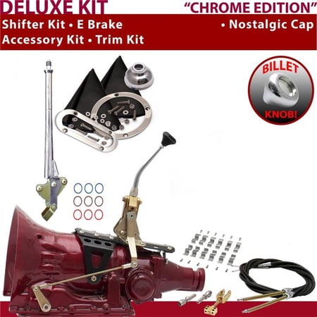 American Shifter TH350 Shifter Kit Chrome 8 in. E Brake Cable Clamp Trim Kit for EDF15