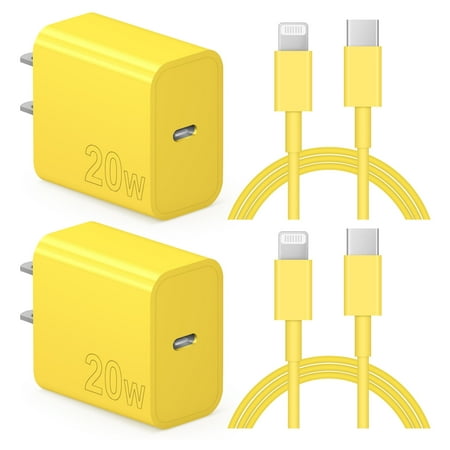 iPhone 14 13 12 Charger Super Fast Charger with 6FT Fast Charging Cable-Apple MFi Certified-2-Pack 20W PD USB C Compatible with iPhone14/14 Pro Max/13/13Pro/12/12 Pro/11/11Pro/XS,iPad-Yellow