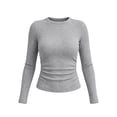thumbnail image 7 of hotojiny Womens Long Sleeve T Shirts Stretchy Crew Neck Ruched Fall Winter Top Soft Slim Fit Basic Tee Going out Outfit(Gray,X-Large), 7 of 7