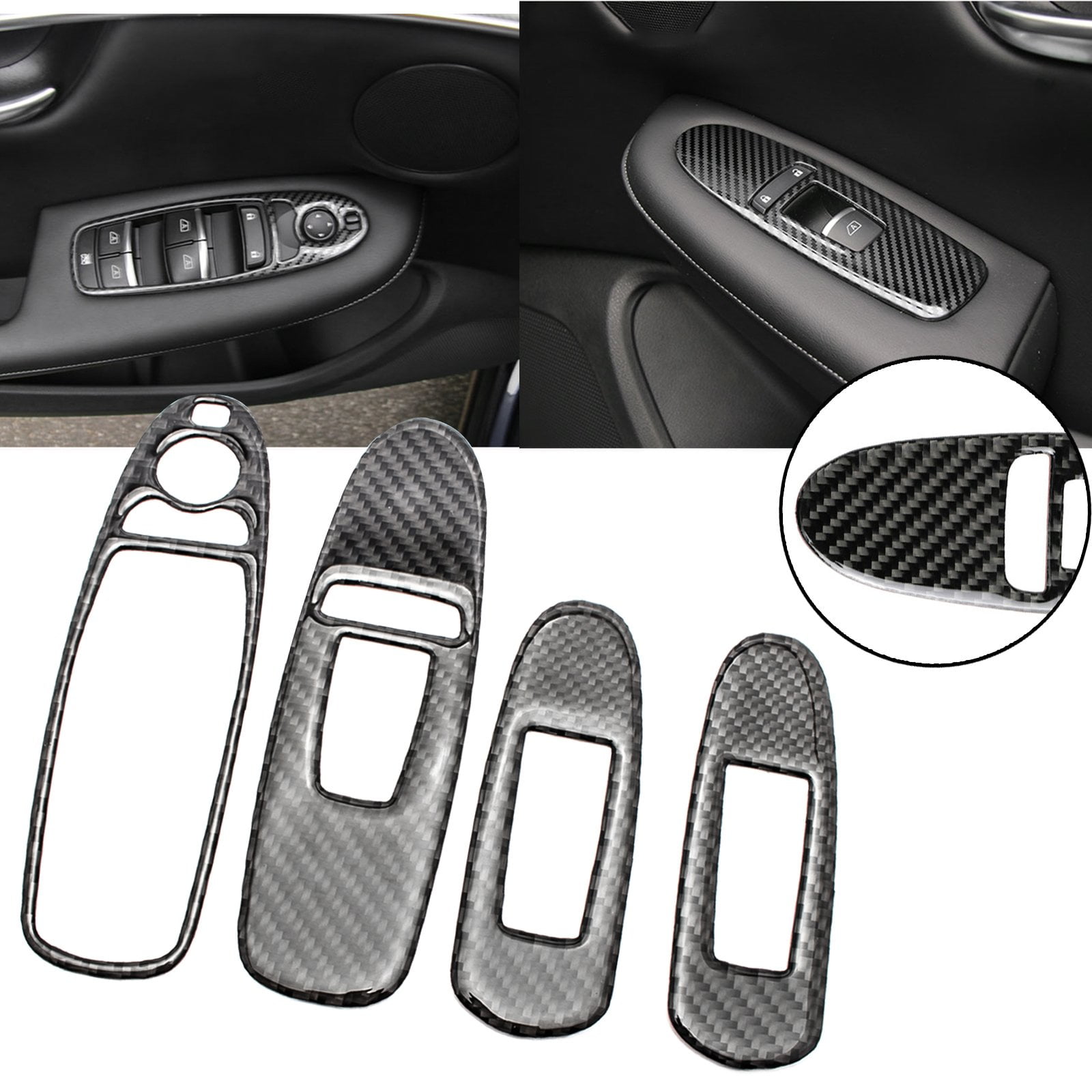 Xotic Tech 4pcs Carbon Fiber Pattern Car Door Window Lock Panel Frame