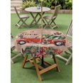 thumbnail image 3 of Outdoor Tablecloth with Umbrella Hole and Zipper, Red Christmas Round Table Cloth 54 Inch Waterproof Tablecloth, Truck Xmas Tree Snowflake Winter Wooden Picnic Table Cover for Patio Camping, 3 of 7