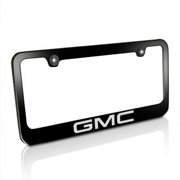 GMC Engraved Black Powder Finish Metal License Plate Frame