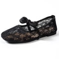 thumbnail image 6 of Gpaecead Women's Lace Mary Jane Flats Breathable Slip On Bow Strap Comfort Casual Summer Shoes For Party, G-Black, 6 of 8