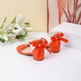 thumbnail image 7 of Girls Dress Shoes Sandals Bow Pearl Open Toe Low Heels Ankle Strap Flower Girl Wedding Party Shoes, 7 of 7
