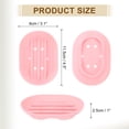 thumbnail image 2 of Juego de 3 platos de jabón pequeños, soporte de jabón de silicona en forma ovalada con agujeros para ducha, baño (Rosa), 2 of 5