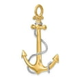 thumbnail image 5 of FB Jewels 14k White and Yellow Two Tone Gold 3D Large Anchor with white Rope and Flat Tips shackle Bail Pendant, 5 of 5