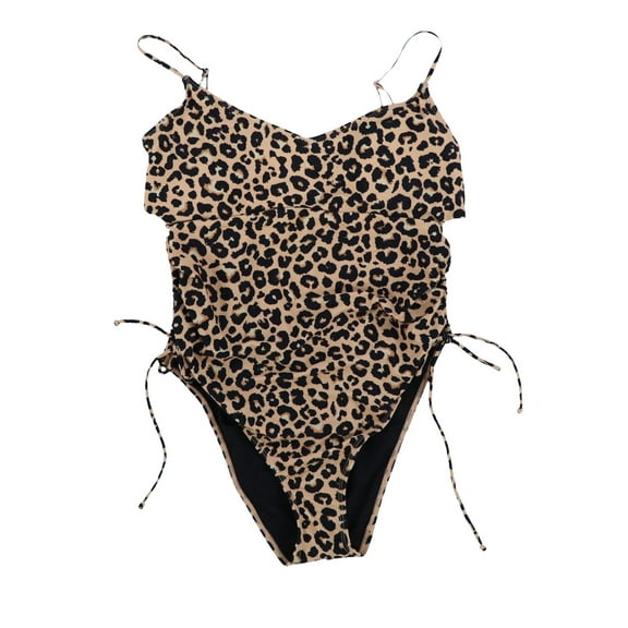 Salt Cove Juniors Lace-Up Side One-Piec Spots Amore Natural M