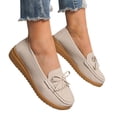thumbnail image 3 of NOKIO Ladies' Loafers Stylish Women'S Moccasins Women'S Breathable Casual Sneakers Ladies Fashion Solid Color Breathable Leather Bow Decorated Flat Casual Single Shoes, 3 of 8