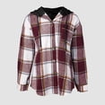 thumbnail image 4 of Fleece Liend Jackets for Women with Hood Casual Button Down Buffalo Plaid Flannel Shirts Fall Winter Fashion Shacket Coats, 4 of 7