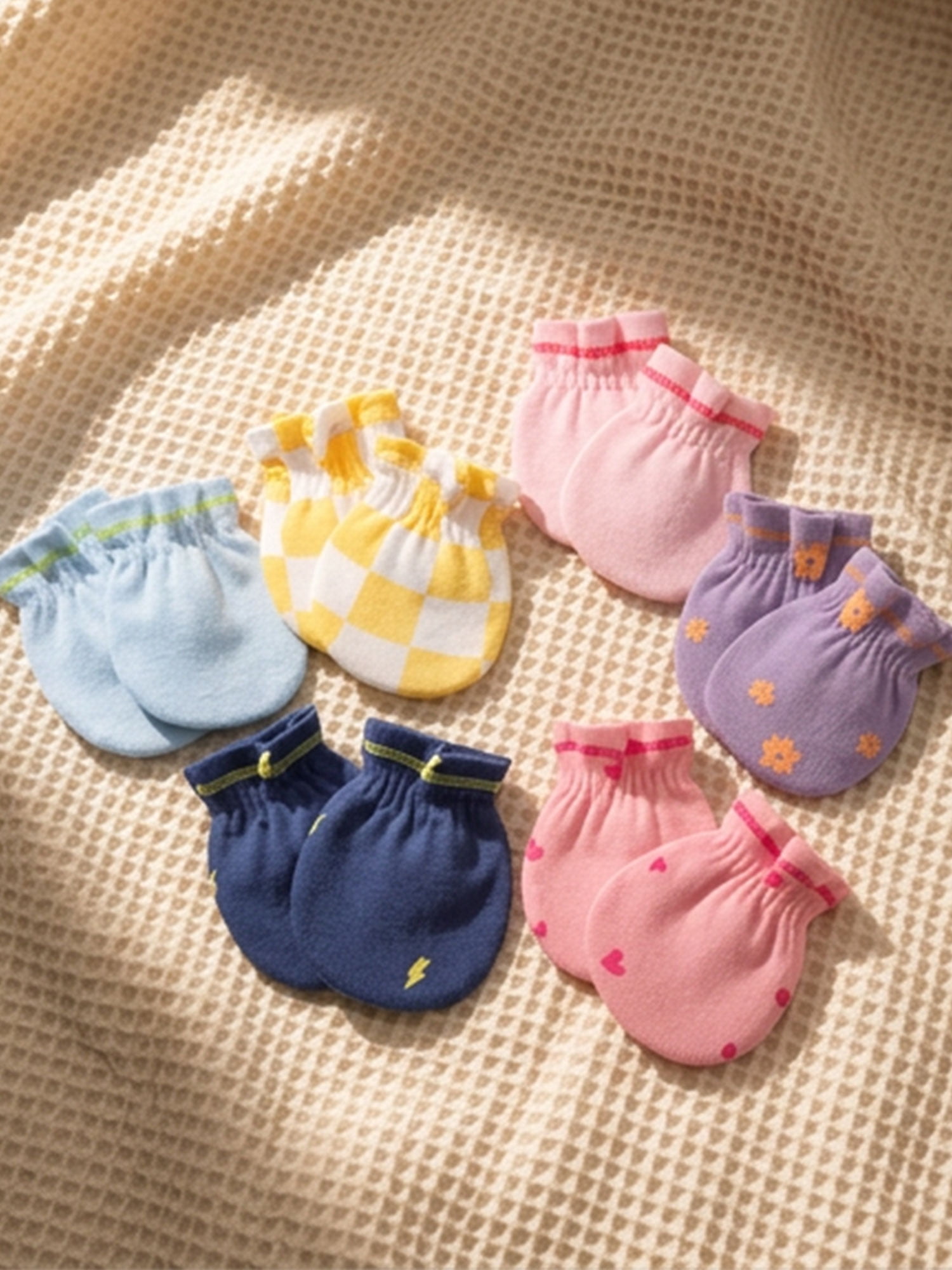 Gerber Baby Boy Adjustable Cotton Mittens, 3-Pack, 0/6 Months