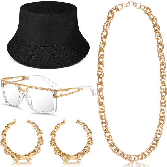 Kit de disfraz Sintege de hip hop de los años 80 y 90 para mujeres y hombres con accesorios