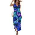 thumbnail image 2 of Cosmic Butterfly Purple Dress Summer Street Style Bohemia Long Dresses Female Sleeveless Printed Maxi Dress, 2 of 9