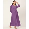 thumbnail image 3 of Moomaya Elegant Solid Long Sleeve Dress - V Neck, Empire Waist, Evening Wear, 3 of 9