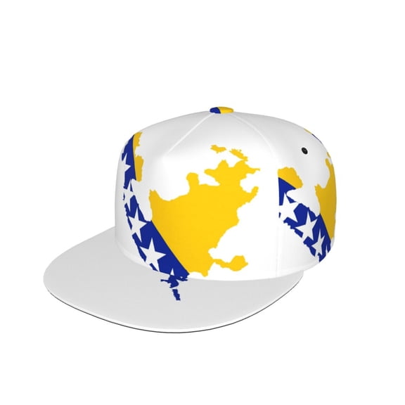 Unisex Snapback Hats Bosnian Flag Map Adjustable Flat Bill Baseball Cap Dancing Hip Hop Cap