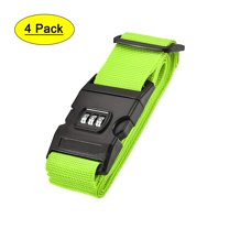 Luggage Straps Suitcase Belts with Buckle, Combination Lock, 2Mx5cm Adjustable Travel Accessories, Light Green 4Pcs