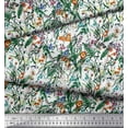 thumbnail image 2 of Soimoi Poly Georgette Fabric Leaves & Cartoon Animals Jungle Print Fabric by The Yard 42 Inch Wide, 2 of 3