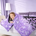 thumbnail image 5 of Homewish Purple Cheetah Print Twin Bedding for Girls, Princess Glitters Printed Bedding Comforter Set, Black Reversible, 7 Pieces, 5 of 7