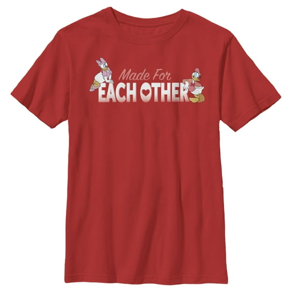 Boy's Mickey & Friends Donald & Daisy Made For Each Other Graphic Tee Red Small