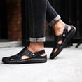 thumbnail image 6 of Fisherman Sandals for Men, Mens Leather Sandals, Athletic Sandals for Men, Slip On Sandals for Men, Roman Sandals for Men, Men's Leather Hollow Athletic Sandals Slip-On Roman Casual Shoes, Black 9, 6 of 9