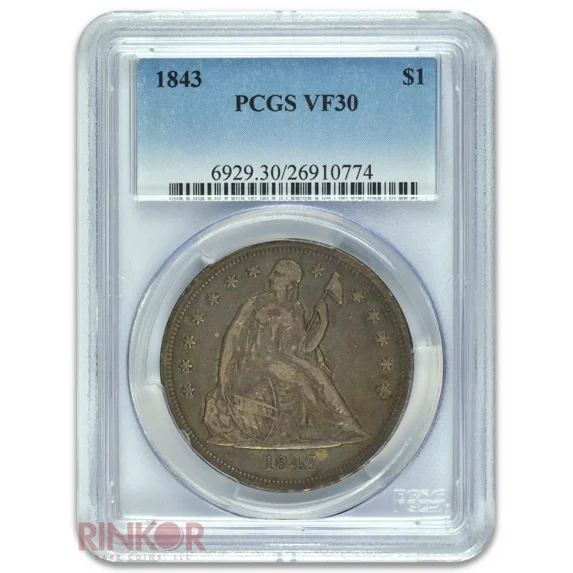 1843 $1 Seated Dollar PCGS VF-30