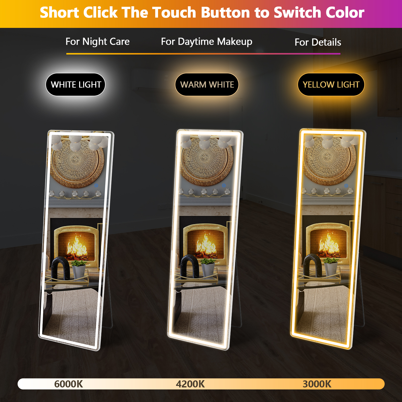 Taoset Full Length LED Mirror, 64"x21" Standing Floor Mirror photo 3