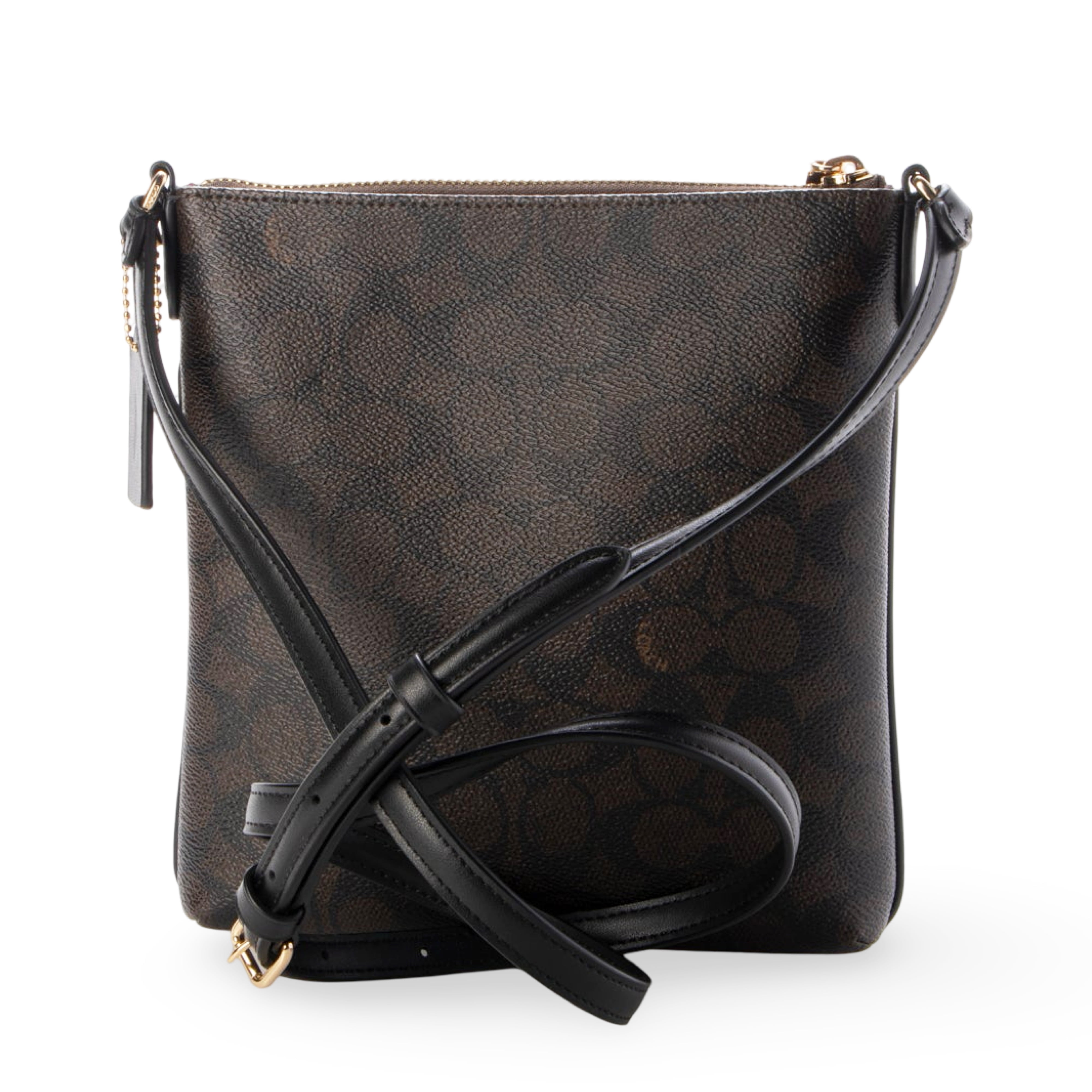 Coach Women's Mini Rowan File Top Zip Crossbody Bag (Walnut / Black)