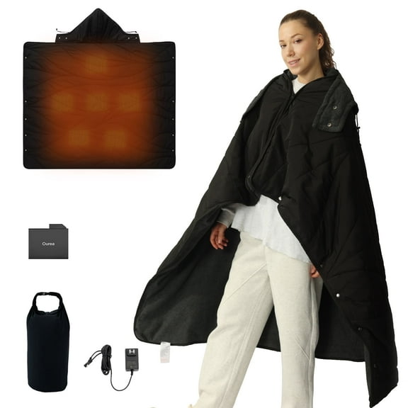 Zonli Cordless Heated Blanket with 10000mAh Battery - Portable, Wearable Electric Shawl for Outdoor Use