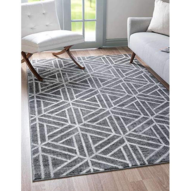 Unique Loom Matrix Trellis Collection Modern Triangular, Geometric, Lattice Area Rug, 9' 0 x 12' 0 Rectangular, Dark Gray/Gray
