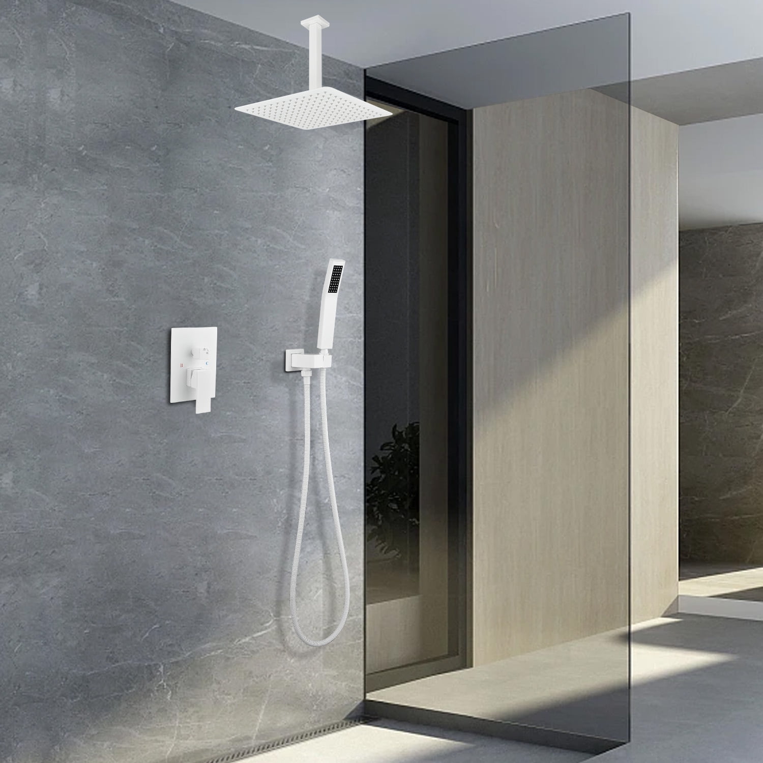 16 Inch Bathroom Luxury Rain Mixer Complete Combo Set Ceiling-Mounted Rainfall Shower Head and Handle System