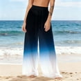 thumbnail image 5 of OGLCCG Women's Cover Up Pants See Through Sheer Mesh Chiffon Boho Beach Pants Gradient Color Wide Leg Flowy Long Palazzo Pant,L, 5 of 7