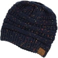 thumbnail image 1 of GFDYREE Bonnet Chignon en Tricot de Qualité CC (Marine Moucheté), 1 of 4
