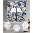 thumbnail image 2 of Navy Blue Beige Peony Swag Curtains for Living Room/Bedroom Windows, Vintage Floral Blossom Botanical Kitchen Curtains and Valances Set 36 Inch Length, Light Filtering Swags Valance Curtain Panels, 2 of 5