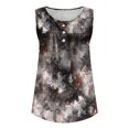 thumbnail image 4 of Wycnly Tank Top for Women Floral Print Summer V-Neck Sleeveless T Shirts Button Pleated Swing Tunic Blouses Breathable Henley Shirts Vest Dark Gray m Under $5, 4 of 4