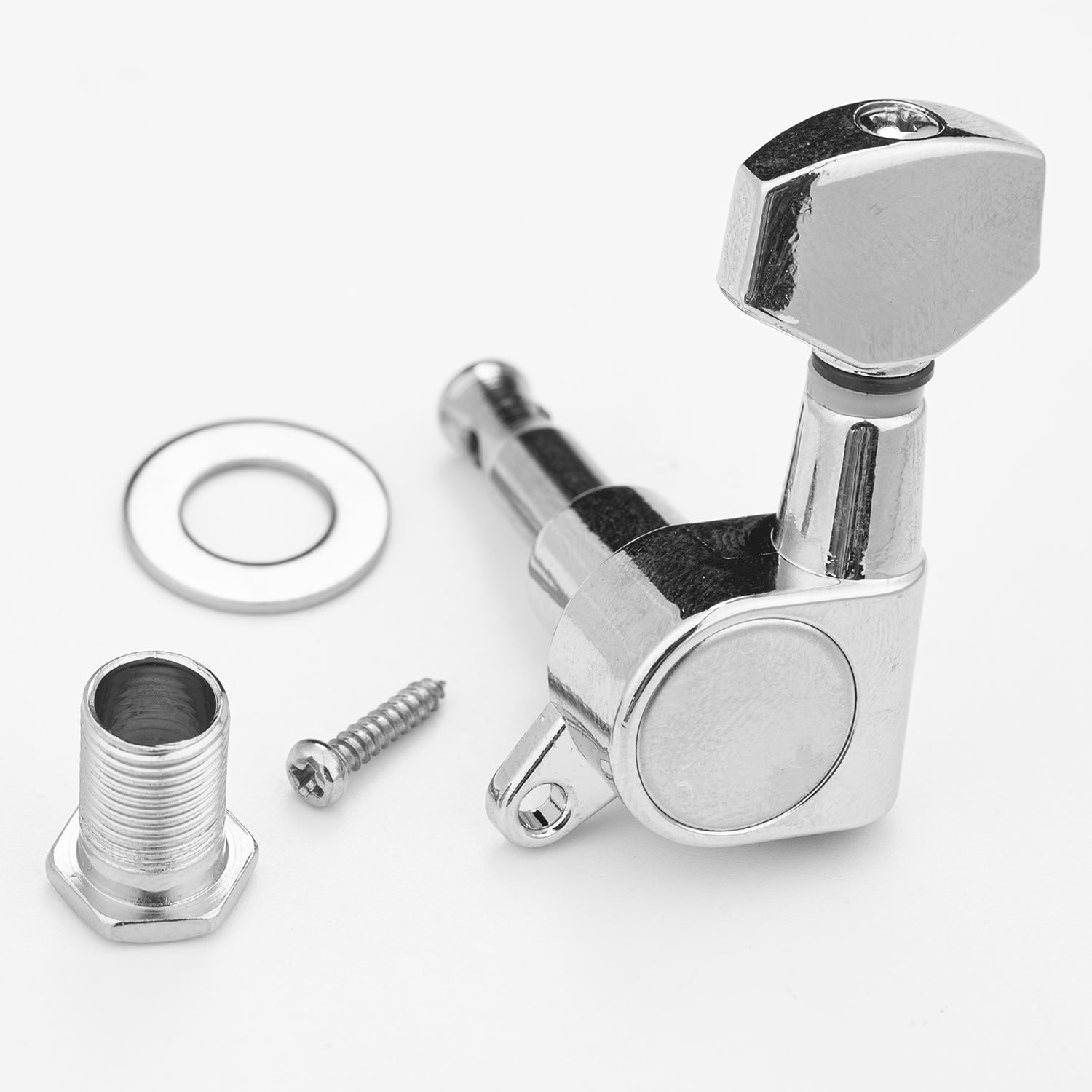 LOOKSEVEN 3 Left 3 Right Hand Sealed Guitar Tuner Pegs,Big Square Electric Guitar String Tuning Pegs Keys Machine Heads for Fender Strat Telecaster Tele/Electric Guitar-Silver