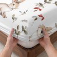 thumbnail image 3 of Cal.King Size Fitted Sheet Set - Botanical Rabbit 3 Piece Bedding Sets 16" Deep Pocket Fitted Sheet with 2 Pillowcases, Watercolor Pastoral Plant Leaves Flower Brushed Microfiber Hotel Bed Sheets, 3 of 9