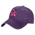 thumbnail image 4 of AJGRHE Women Cancer Awareness Month Printed Washed Baseball Cap Outdoor Sports Hat Adjustable Ribbon Embroidered Denim Purple One Size, 4 of 8