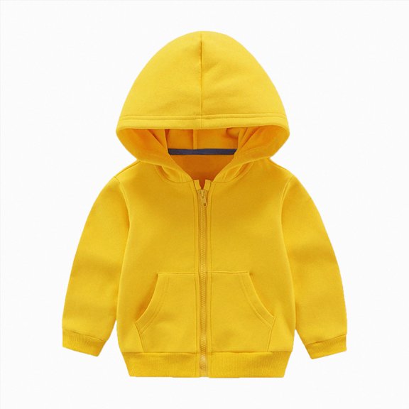 Splozh Infant Sweatshirt 1-8 Years Unisex Solid Baby Sweatshirts Hoodies Lightweight Full Zip-up Jackets Coat,Yellow,12-18 Months