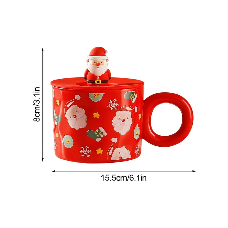 Christmas Cup 450ml Double Wall Coffee Mug with Lid and Straw Xmas Santa  Snowman Tumbler Drinking Glasses Drinkware Home