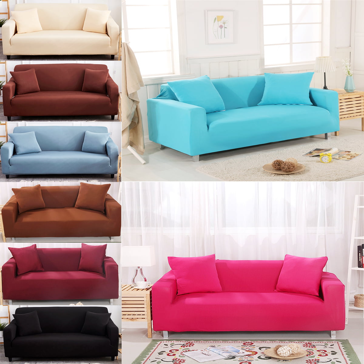 Details about   1/2 Seater Stretch Sofa Cover Couch Lounge Recliner Chair Slipcover Protector 