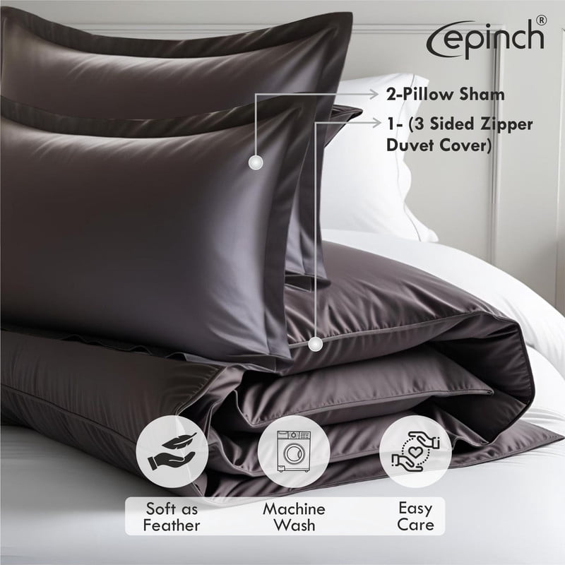 3 Sided Zipper Duvet Cover Set Easy to Use Home & Hotel Soft Microfiber 3 PCS 1-Duvet Cover & 2- Pillow Sham No Comfoter Oversized King_98 X 120 Inch